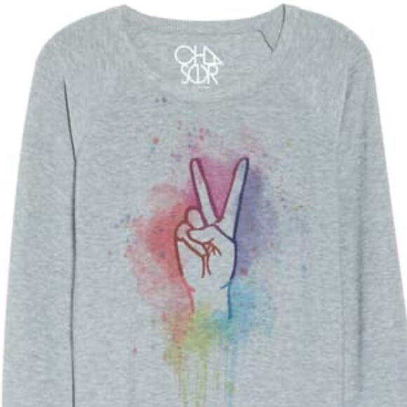 Chaser NEW Rainbow Peace Cozy Pullover Small Long sleeve sweatshirt Equality - Picture 5 of 11